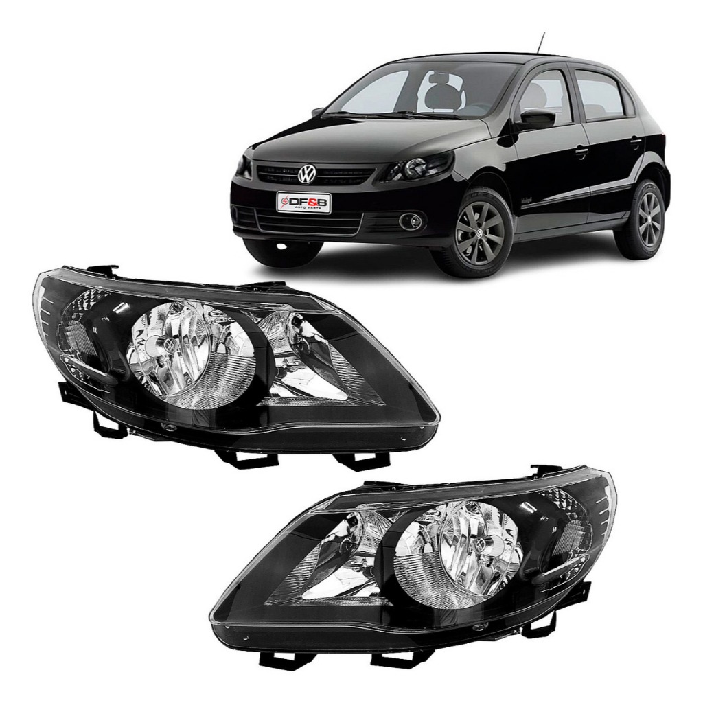 Par Farol Saveiro Gol Voyage G5 Foco Duplo 2009 2010 2011 2012 Máscara Negra em Oferta na Shopee