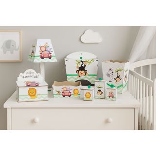 Kit Higiene Bebê safari 8 Pç Mdf Mult uso adesivado novidade Pronta Entrega promoção em Oferta na Shopee