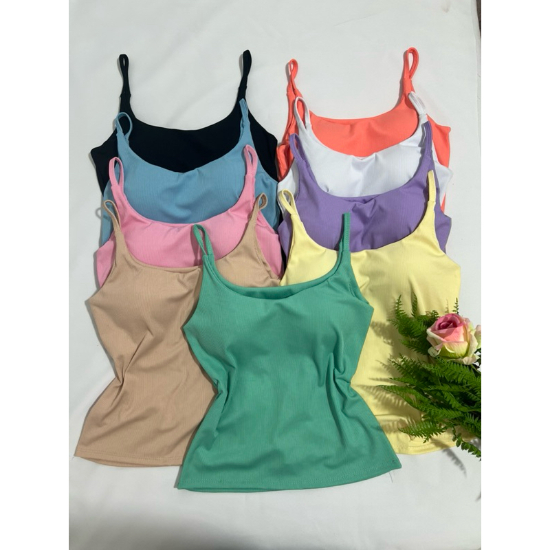 kit 3 regata feminina alçinha fina con bojo material ribana canelado em Oferta na Shopee