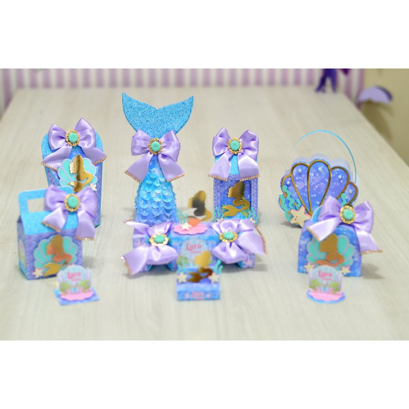 kit Festa Sereia - Caixa Personalizda - lembrancinha aniversário ou festa- Papelaria Personalizada