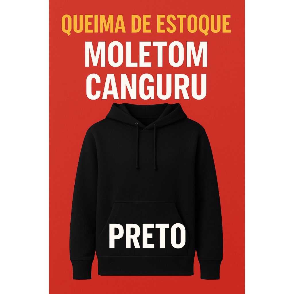 Queima de Estoque | Moletom Liso Preto Sem Estampa Unissex Promoção,Últimas Peças