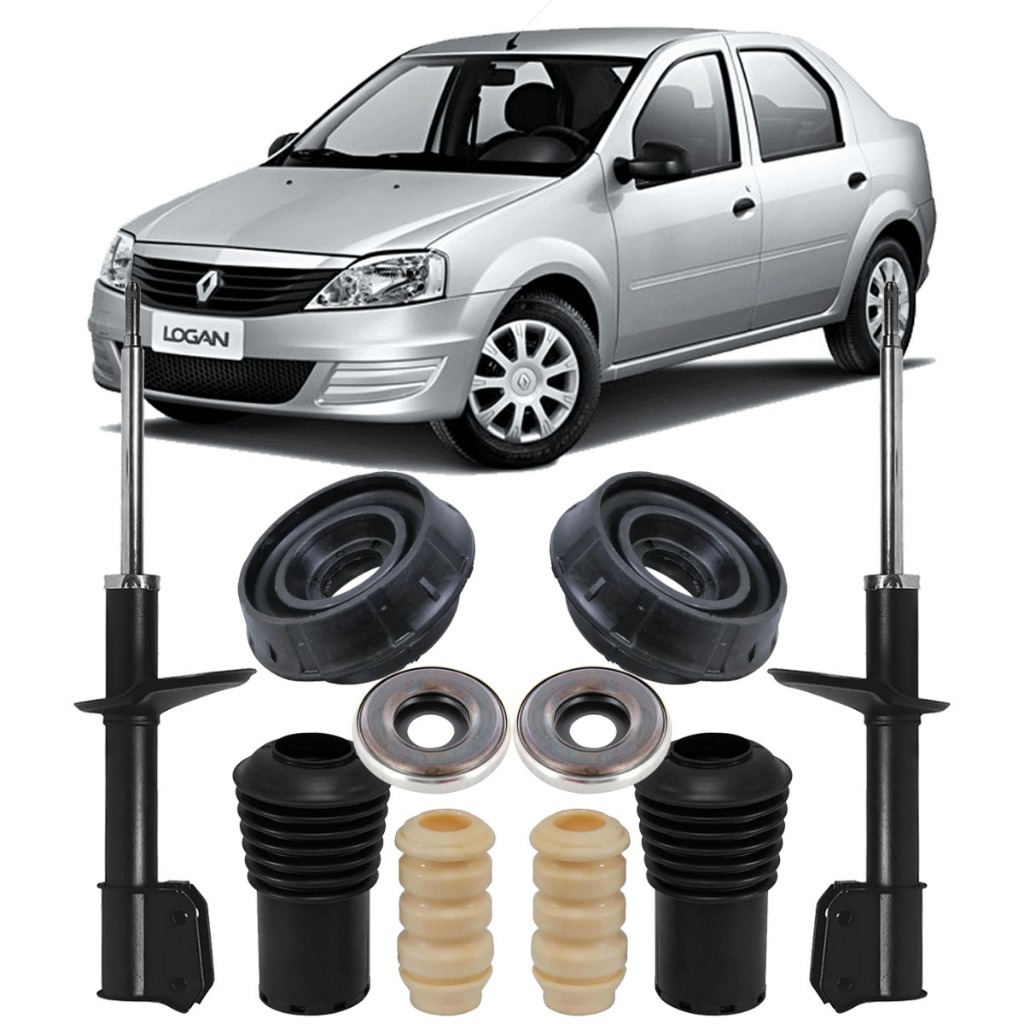 Kit Coxim Suspensão Dianteiro + Par Amortecedor Renault Logan Primeira Geração 2007 À 2014