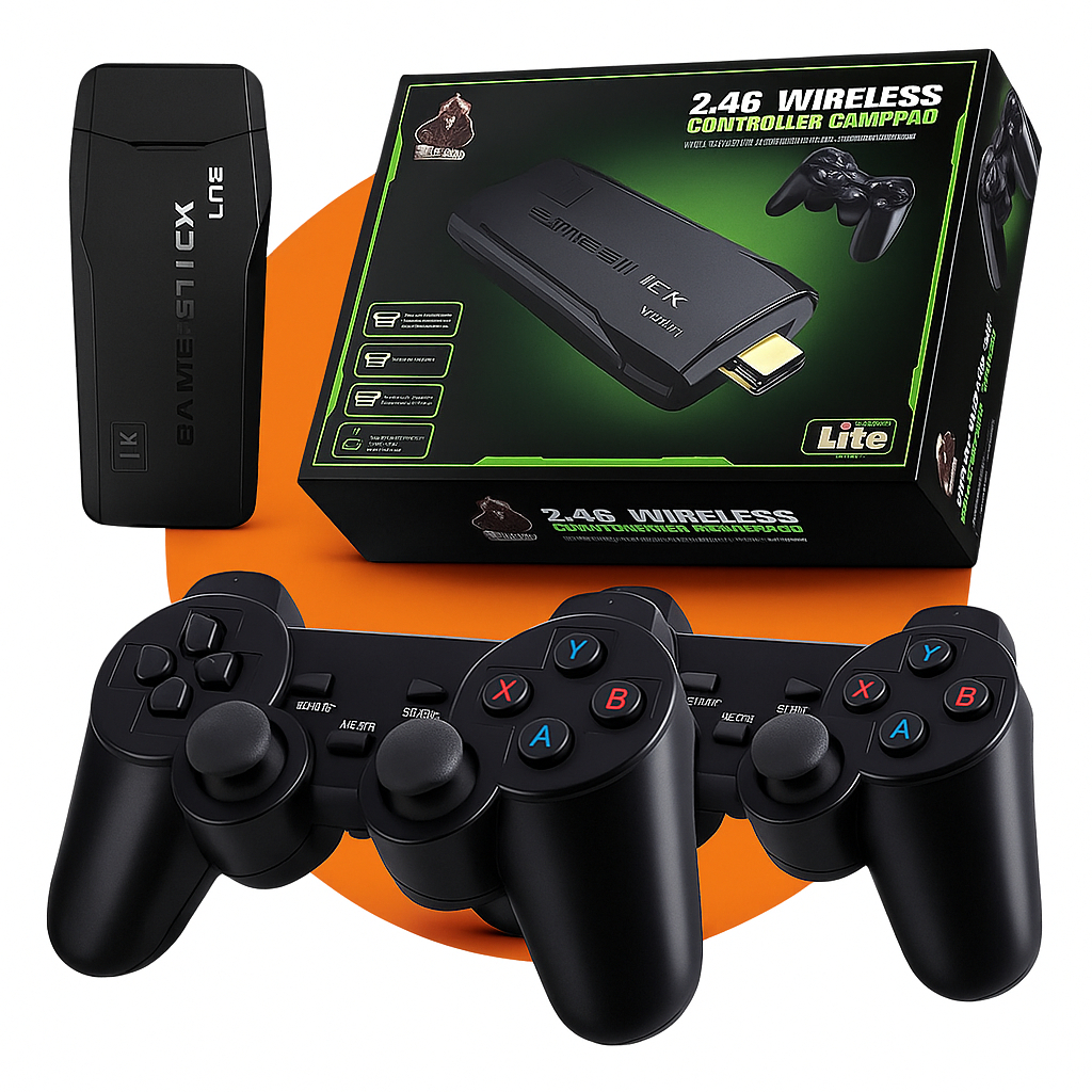 Video Game Stick Retrô 20.000+ Jogos Clássicos Controles Sem Fio HDMI – Console Retro Plug & Play