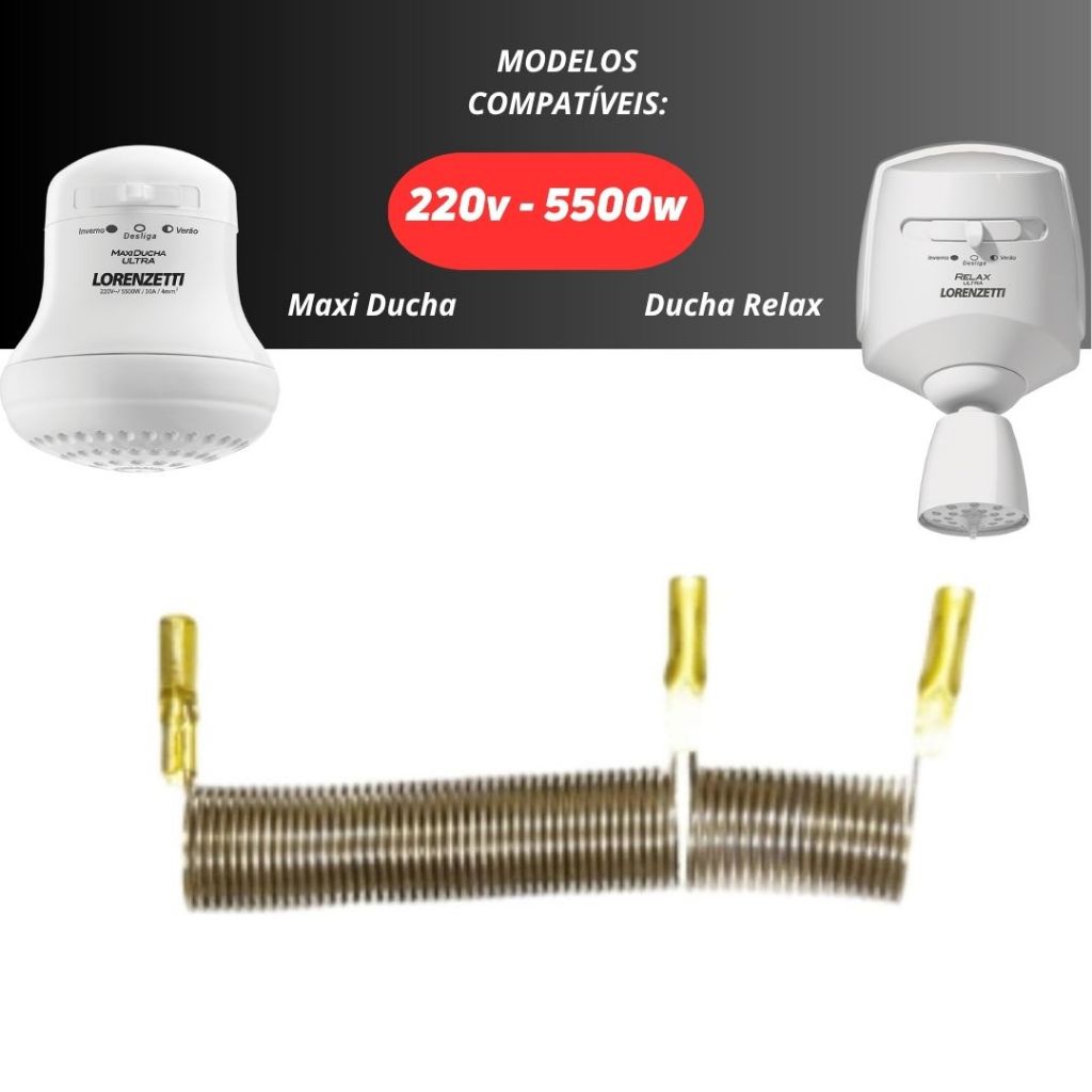 Resistência Chuveiro Lorenzetti 220V Maxi Ducha Relax Bella Banho 5500W