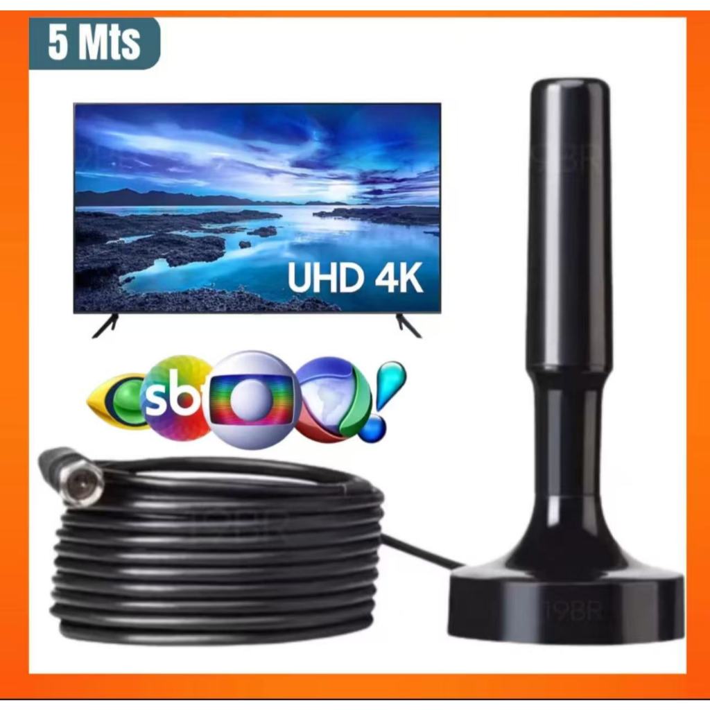 LELONG LE-3094-13 Antena Digital Hd 4 dbi Interna Externa Hdtv Uhf Vhf Cabo 5m