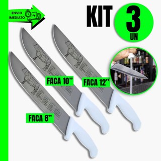 Faca Profissional Aço Inox 8 10 e 12 Polegadas Ideal Para sua Cozinha Açougue Restaurante