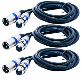 Kit 3 Cabo Microfone Xlr Canon Macho X Femea Balanceado Dmx Bm800 1 Metro