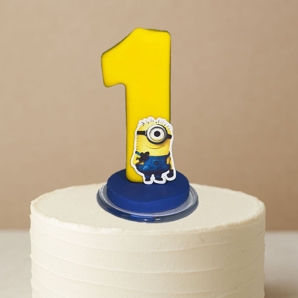 Vela de Biscuit Simples Para Aniversário Tema Minions