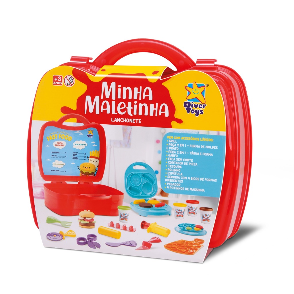 Maleta Lanchonete Com Massinha De Modelar E Acessórios Infantil Divertoys em Oferta na Shopee