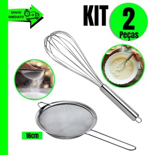 Kit Fuê + Peneira 16cm em Aço Inox – Praticidade e Versatilidade para Sua Cozinha