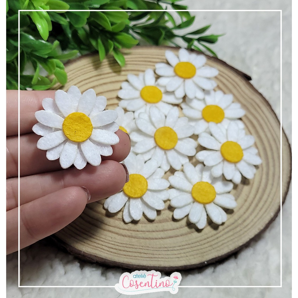 25 Apliques de Feltro à Laser Margarida (MONTADO) - Lembrancinha festa Artesanato Aplique em Oferta na Shopee