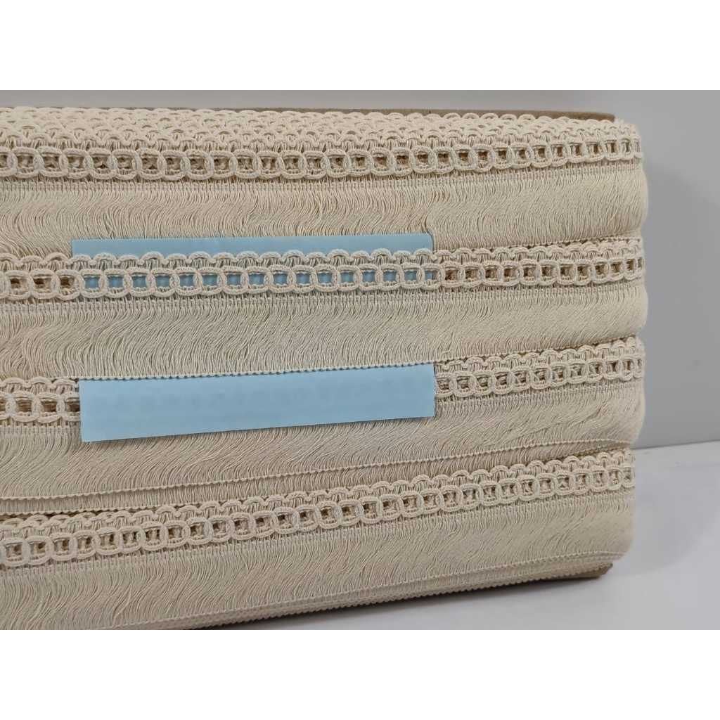 Renda com Franja Galão Palito cru 100% Algodão (largura4.5mm)-Cru com Rolo de 5m, 10m e 20m,