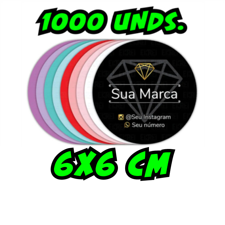 1000, 500, 250 ou 100 Adesivos Etiquetas Rótulos 6x6 cm Personalizados com a sua Arte
