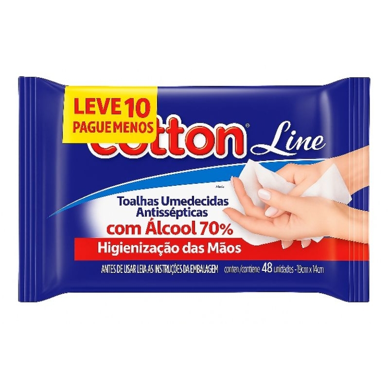 Toalhas Umedecidas Antissépticas A L CO O L 70  Pacotes 48 Unid. cada