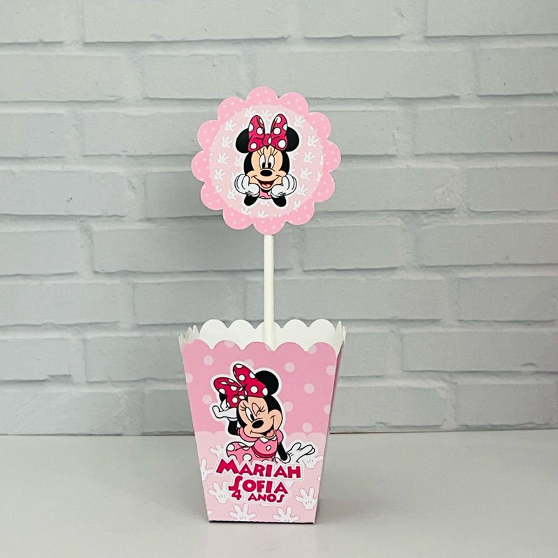 Centro de mesa  MINNIE ROSA CACHEPO Lembrancinhas Personalizadas | Já vai semi montado