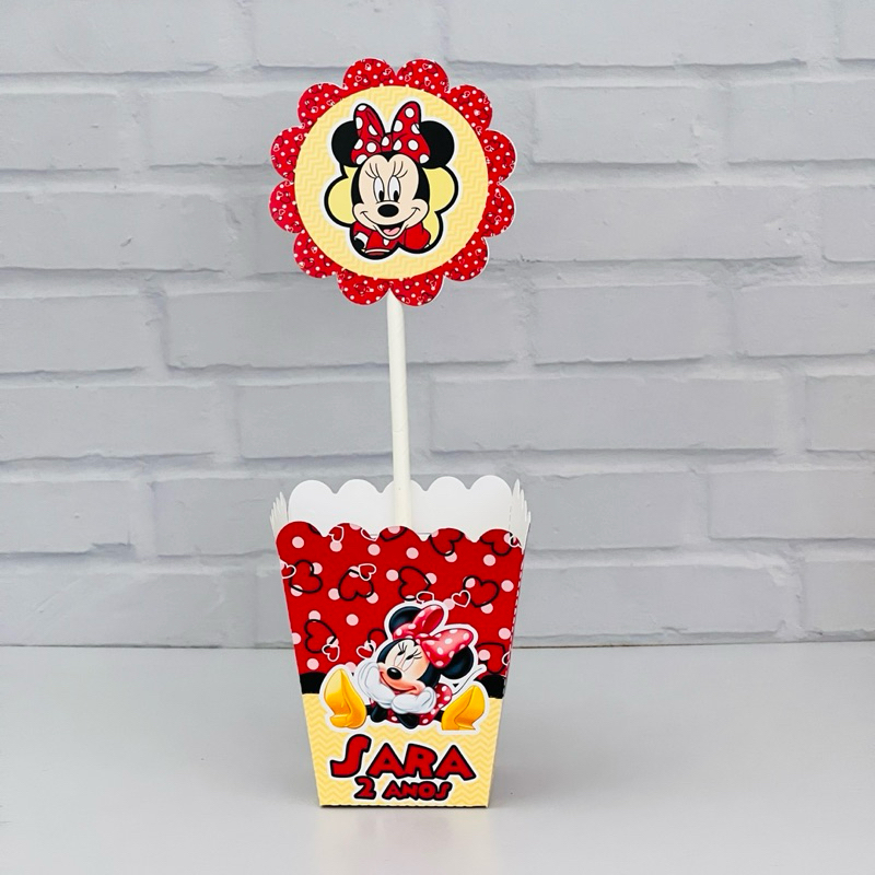 Centro de mesa MINNIE VERMELHA CACHEPO Lembrancinhas Personalizadas | Já vai semi montado