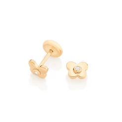 Brinco Infantil Borboleta Banhado A Ouro 18k Rommanel 526395