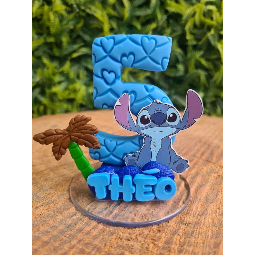 Vela STITCH menino/menina personalizada em biscuit com nome e pavio