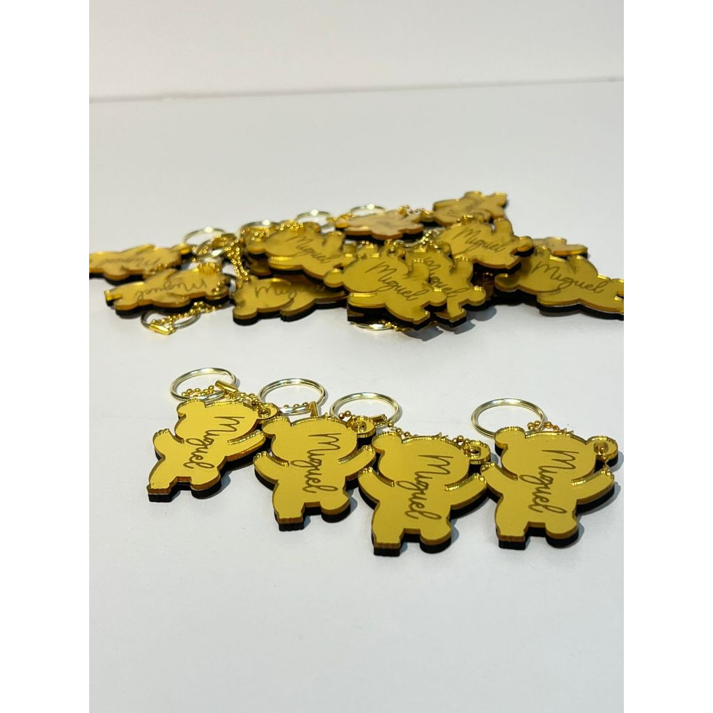 Chaveiro Urso Acrílico Espelhado Personalizado Lembrancinha