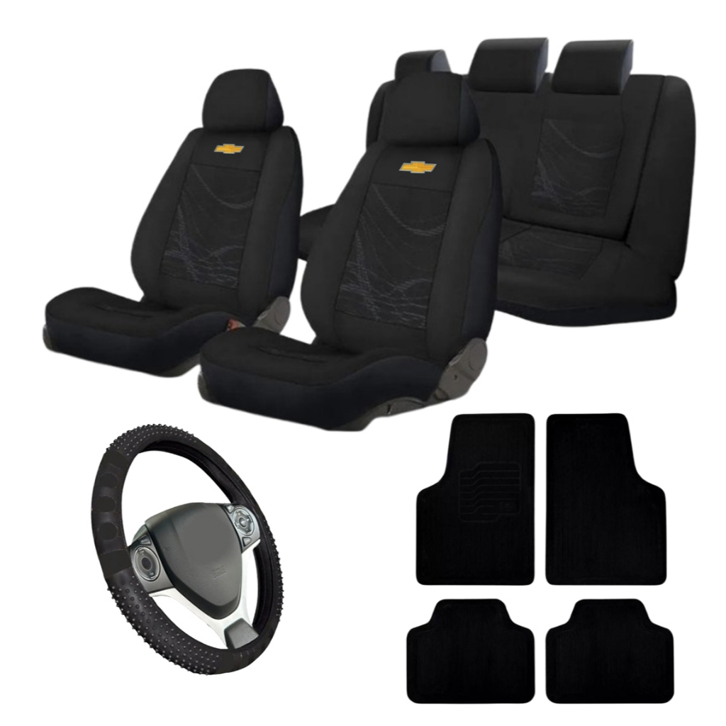 Capa Banco Tecido Original Tapete Automotivo 4 Peças e Capa Volante Massageador Astra Vectra Corsa