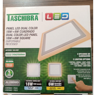 Plafon LED Embutir Quadrado Taschibra 24W Dual Color Branco Luz Quente E Fria Bivolt
