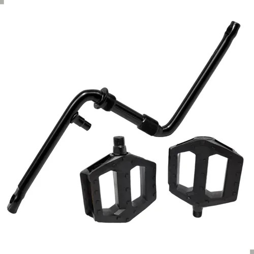 Kit Pé De Vela Pedivela Monobloco Aço  Bicicleta Aro 24 26 + Pedal Plataforma Nylon Rosca Fina Bike