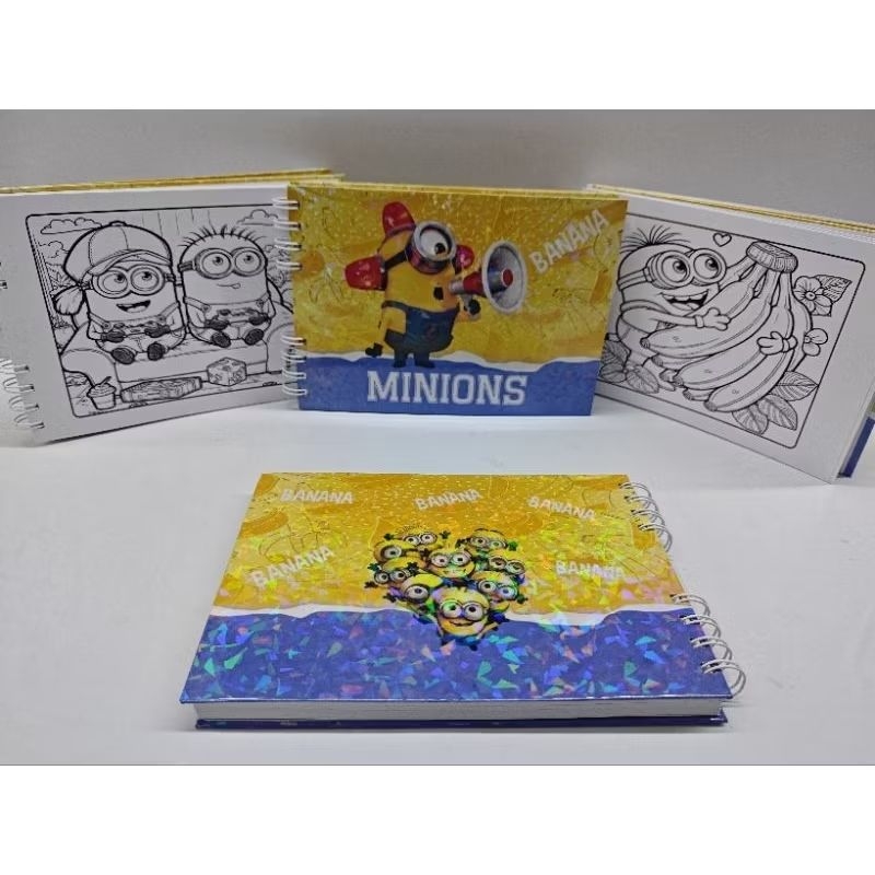 Caderno de Colorir Minions com 50 Folhas | Capa Dura + Acetato | Papel 150g –