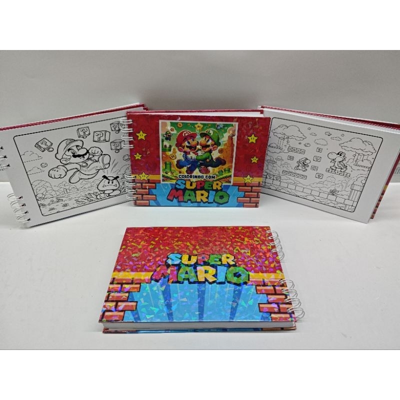 Caderno de Colorir Super Mário 50 Folhas | Capa Dura + Acetato | Papel 150g –