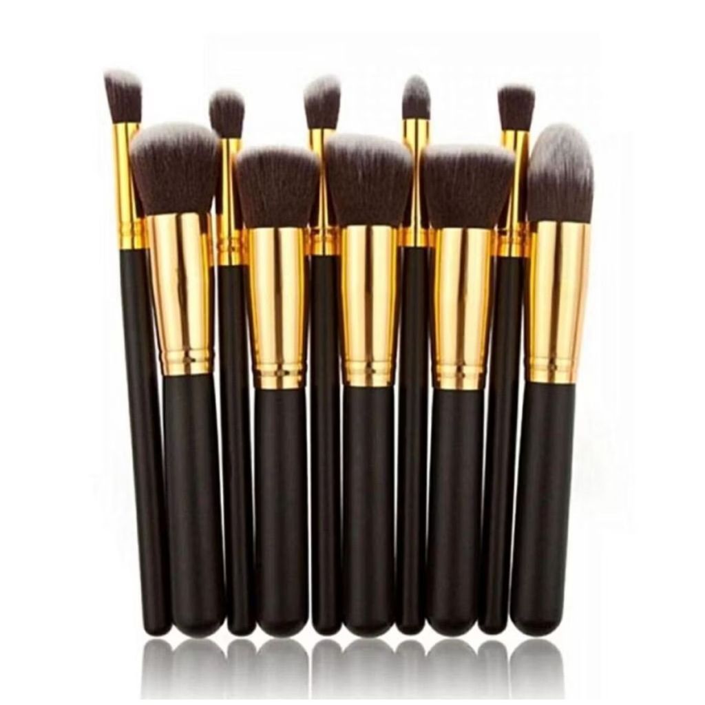 Kit 10 peças pincel kabuki  precisão Conjunto de Maquiagem para Sombra Delineador Lábios Pó Base