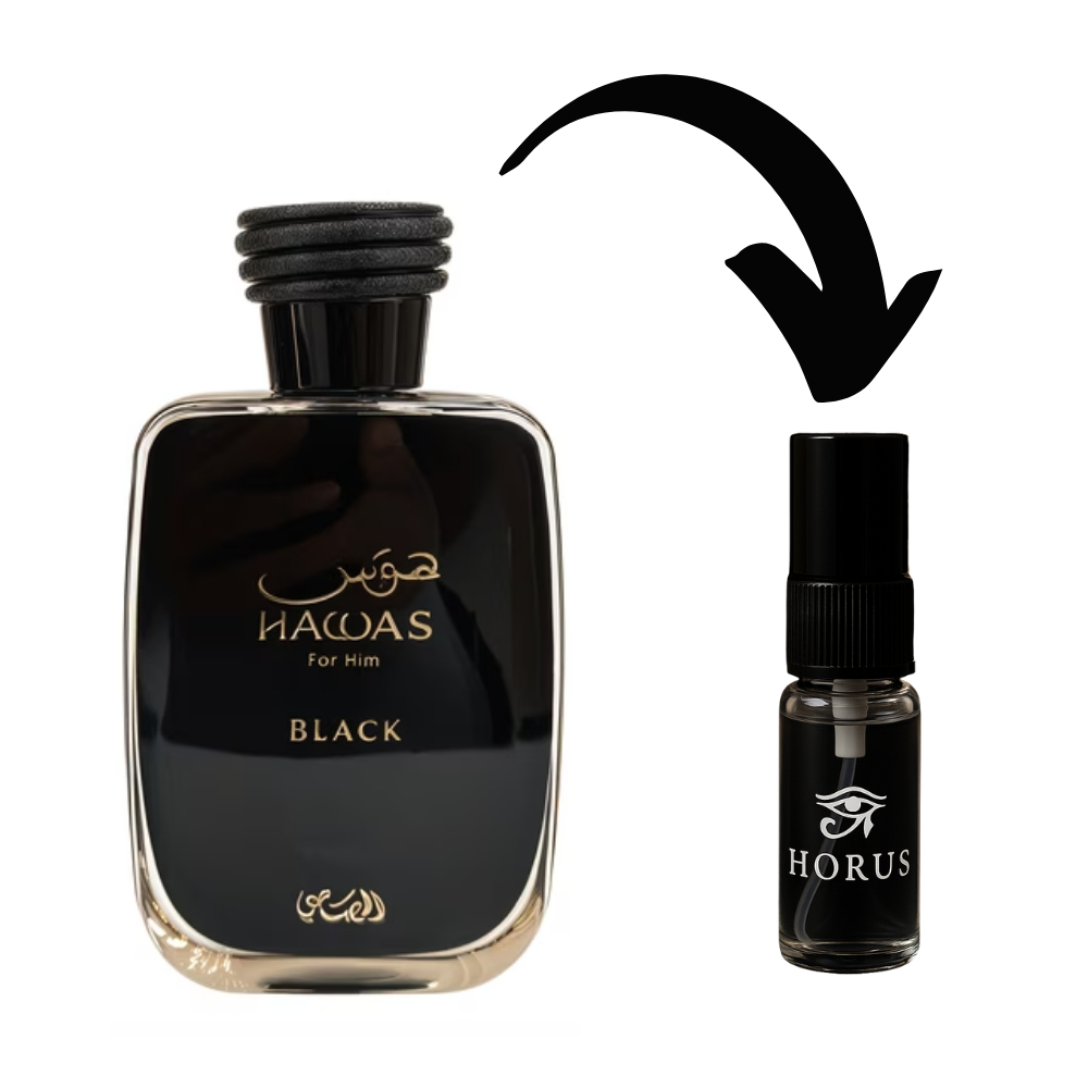 Perfume Hawas Black Rasasi EAU DE PARFUM | 2ML - 5ML - 10ML | PERFUME ARABE MASCULINO
