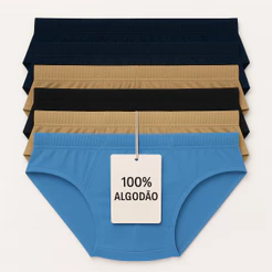 Kit 10 Cueca Infantil 100% Algodão com Forro Duplo Dino Menino Slip Tradicional Criança