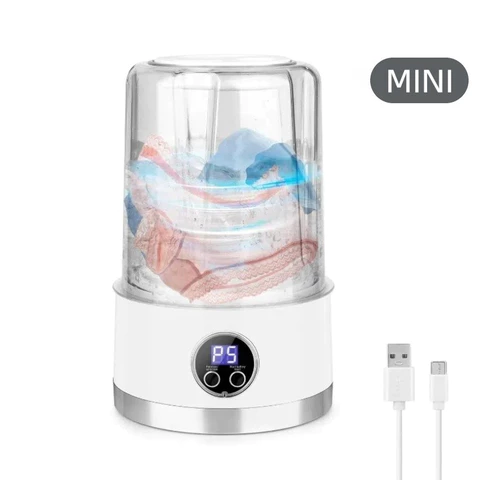 Mini Máquina de Lavar Portátil 1000ml – Lavadora Compacta USB para Roupas Íntimas, Meias e calcinha