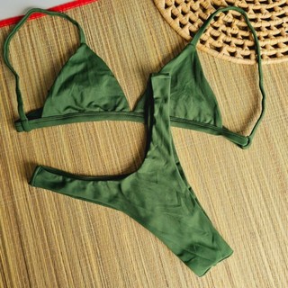 Conjunto  Feminino biquíni Cortininha fixa – Calcinha Asa Delta fio duplos