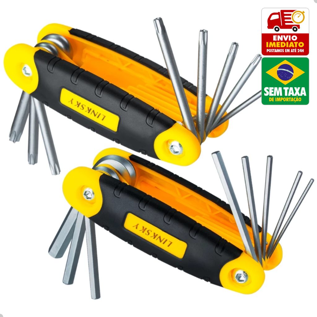 Ferramenta Canivete 8 em 1 Kit Allen e Torx Dobrável GP4079 GP4080 Compacta e Resistente