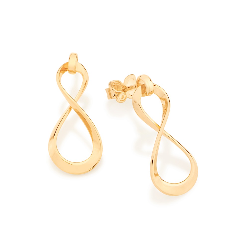 Brinco Infinito Rommanel Feminino Dourado Banhado A Ouro 18k 523306