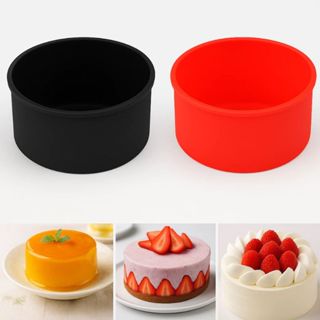 Forma De Silicone 14cm 600ml Mini Bolo Pudim Torta Redonda Forno Air Fryer Micro-ondas Lava-louças Vermelha Cinza Preta em Oferta na Shopee