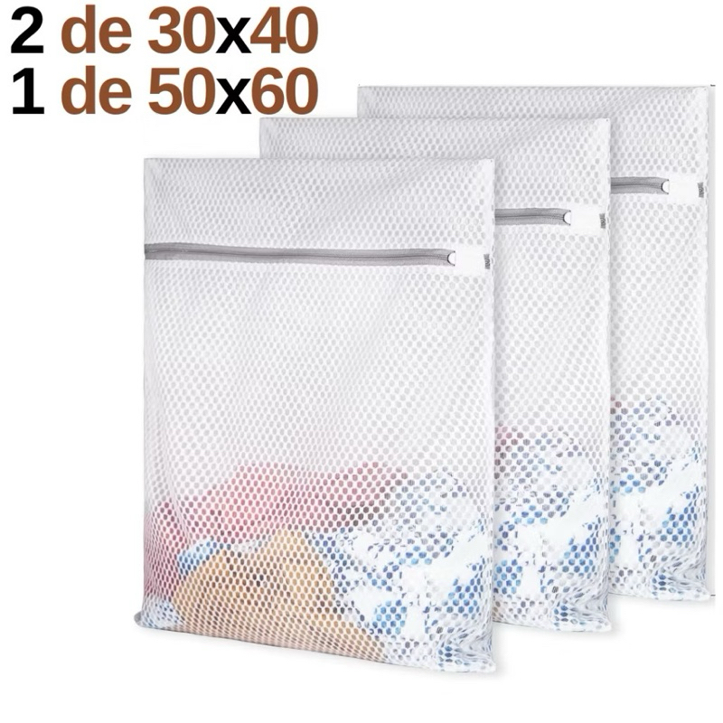 Kit 2 Saco Lavar Roupas na Máquina 30x40 40x50 5m  Saquinho para Lavar Roupa Delicada Íntima
