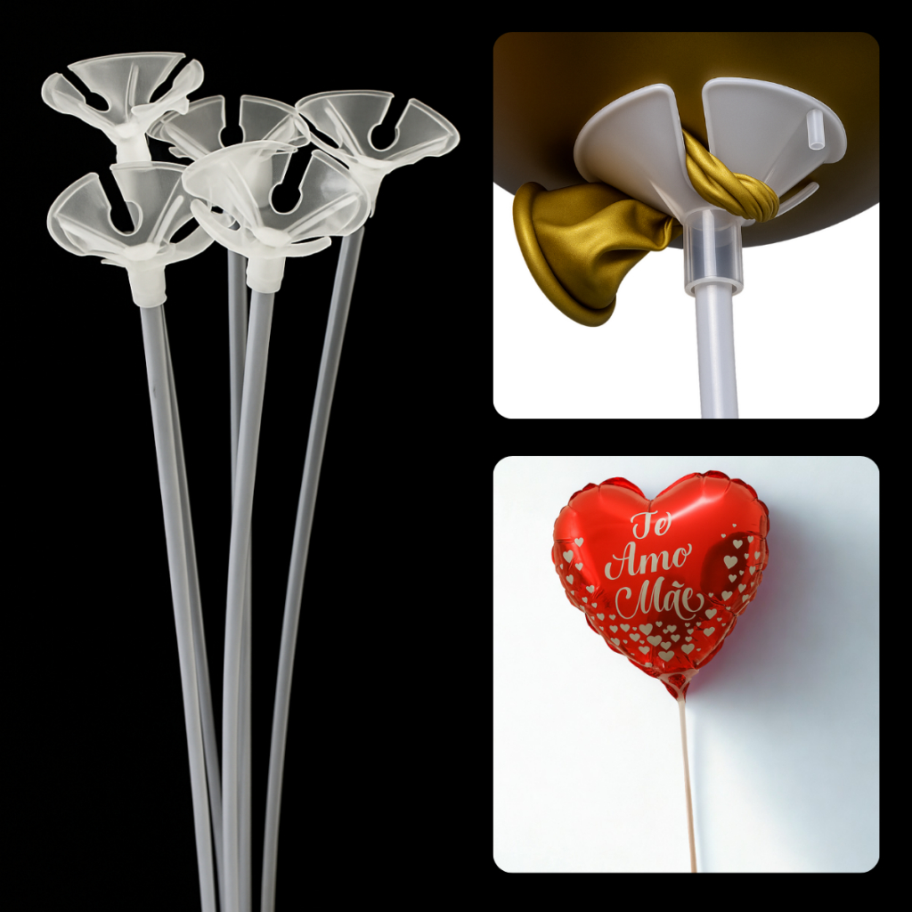 Kit 50/100/200 Varetas Pega Balão Hastes 33cm Transparente Branco Azul Rosa Cristal Festa em Oferta na Shopee