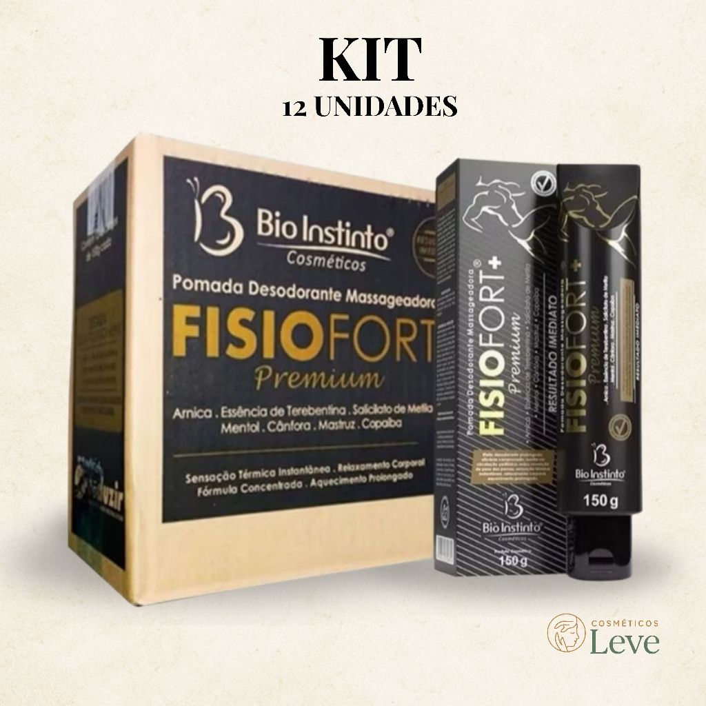 KIT 12 Fisiofort Premium 150g Bio Instinto Massagem Relaxamento, Alívio, Dor Muscular, Academia