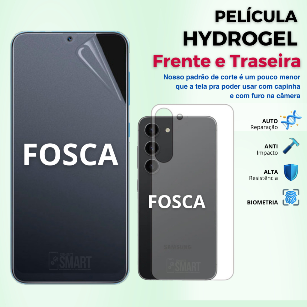 Kit Película Hidrogel FOSCA PREMIUM Flexível para TELA E TRASEIRA de Samsung Galaxy A56 A36 A16 S25 em Oferta na Shopee