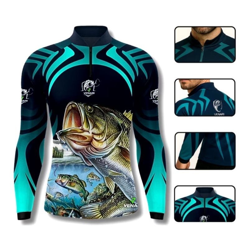 Camisa Pesca Peixe Tucunaré Camiseta Proteção Uv50 Pescaria Camiseta Manga longa pesca com seu nome impresso em Oferta na Shopee