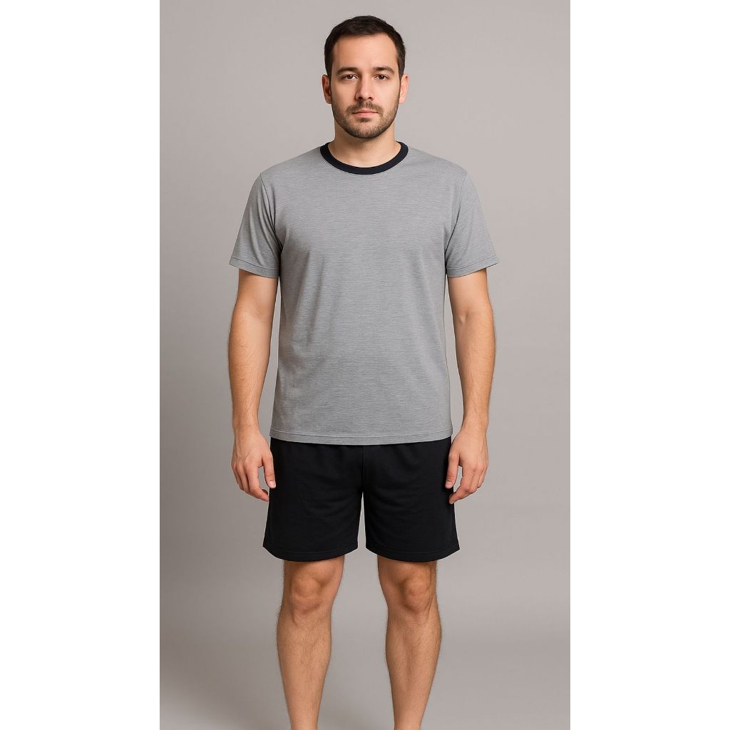 Conjunto De Pijama Masculino Ideal para Jovens Adulto Idoso Verão Em Malha Pv