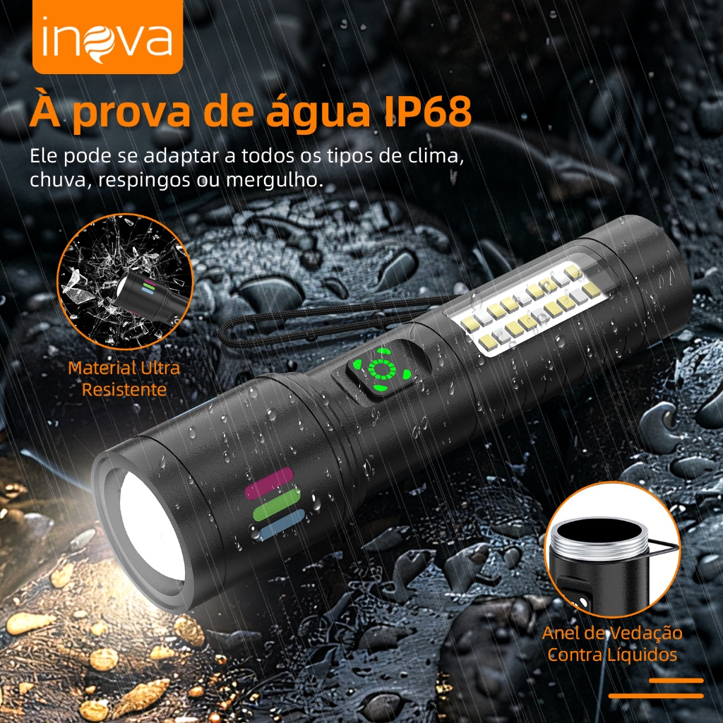 Detalhes do Inova kit 4 Lanterna Super Potente T10 Tática Mais Forte Do Mundo Sitio Fazenda Acampamento Camping Segurança USB