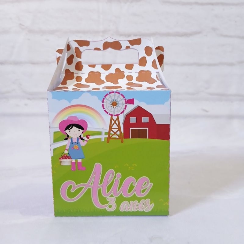 Caixa Maleta Surpresa| Fazendinha Rosa| Lembrancinhas| Personalizados| Lancheirinha| Sacolinha
