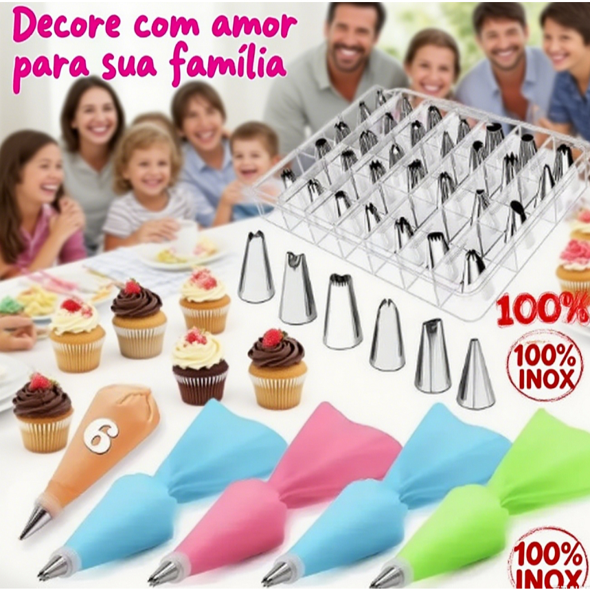 72PÇS Bico Para Confeitar Conjunto De Saco De Confeiteira De Silicone Com Bico Para Decoração Com Creme Confeitaria Bolo