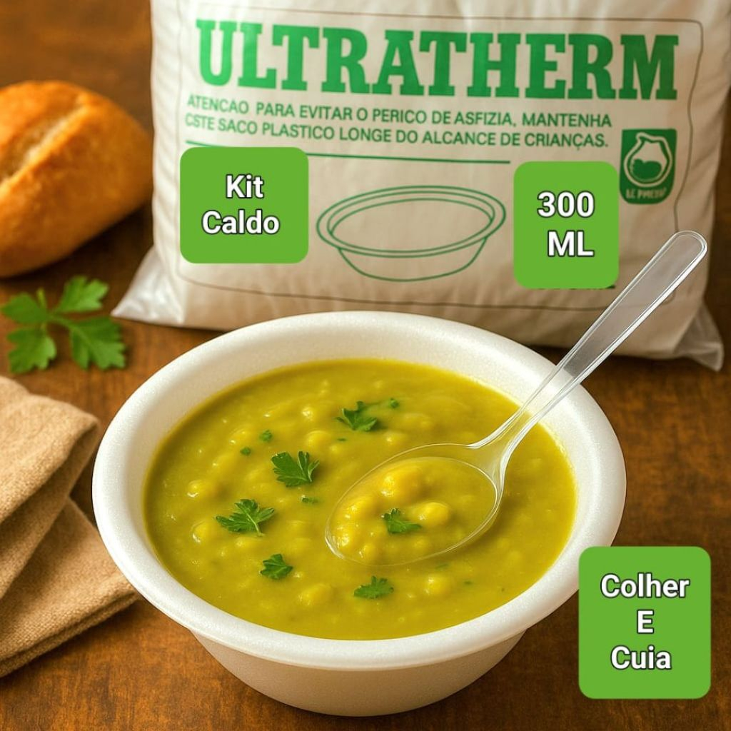 Kit Caldo Descartável Festa - 200 unidades Cumbucas de Isopor 300 ml + 200 Colheres Refeição Branco
