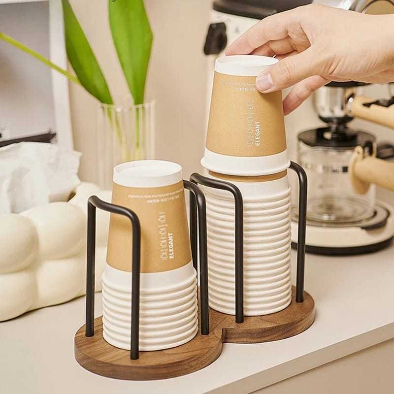 Porta Copo Duplo 180ml a 200ml Com Base De Madeira Super Resistente