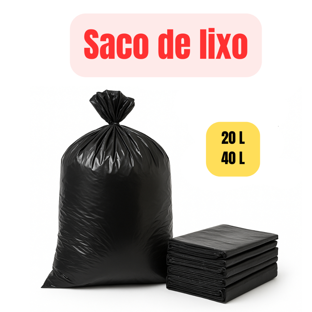 Saco de Lixo 20L e 40L Para Lixeira Cozinha Banheiro Escritorio Clinica Comercio 100 e 50 Unidades