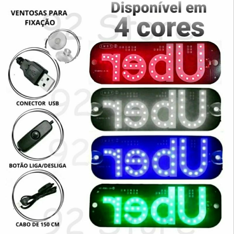 Placa para Aplicativo Motorista App LED Painel Letreiro Luminoso USB em Oferta na Shopee