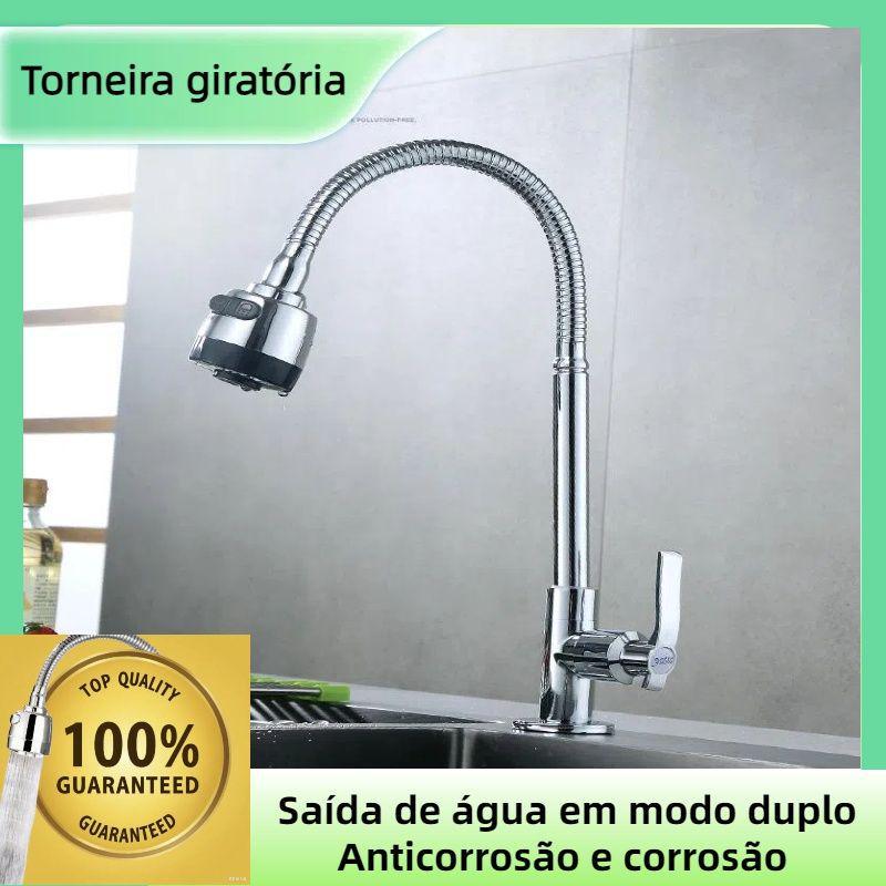 Inox Prata Torneira Com Chuveiro Com Rotação De 360° Cozinha Luxo Parede Promoção